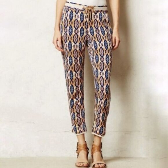 Anthropologie | Pilcro Paz Cropped Ikat Jogger Pants Drawstring Printed Size 26 - Picture 2 of 12